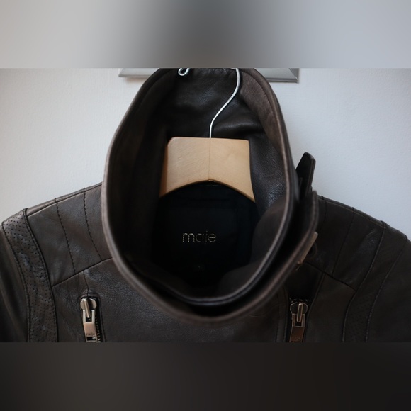 SALE!! 🔥 MAJE 100% Genuine LAMBSKIN LEATHER JACKET - Picture 5 of 16